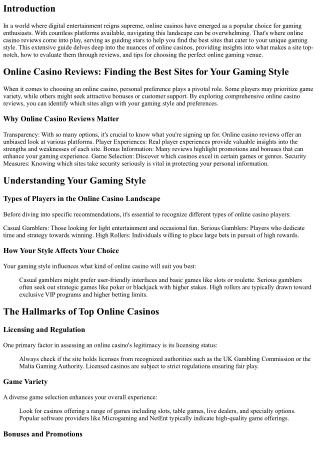 Online Casino Reviews: Finding the Best Sites for Your Gaming Style
