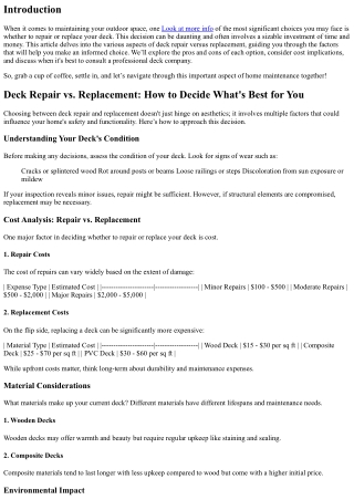 Deck Repair vs. Replacement: How to Decide What's Best for You