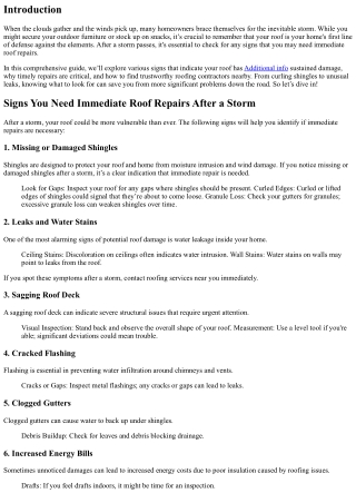 “Signs You Need Immediate Roof Repairs After a Storm”