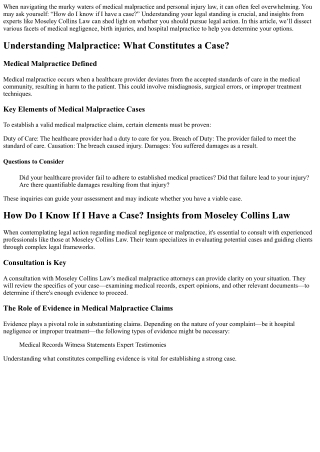 “How Do I Know If I Have a Case? Insights from Moseley Collins Law”
