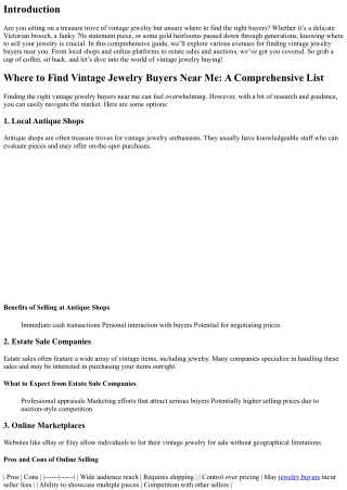 Where to Find Vintage Jewelry Buyers Near Me: A Comprehensive List
