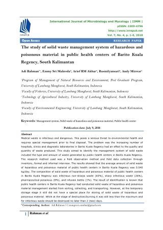 The study of solid waste management system of hazardous and poisonous material