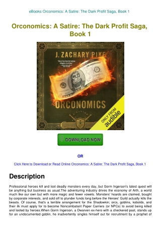 eBooks Orconomics A Satire The Dark Profit Saga  Book 1