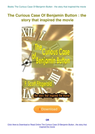 Books The Curious Case Of Benjamin Button  the story that inspired the movie