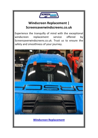 Windscreen Replacement  Screensaverwindscreens.co.uk
