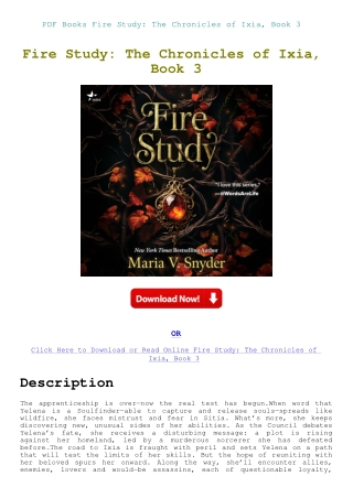 PDF Books Fire Study The Chronicles of Ixia  Book 3  