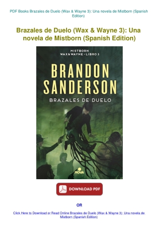 PDF Books Brazales de Duelo (Wax & Wayne 3) Una novela de Mistborn (Spanish Edition)  