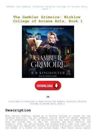 eBooks The Gambler Grimoire Wicklow College of Arcane Arts  Book 1  