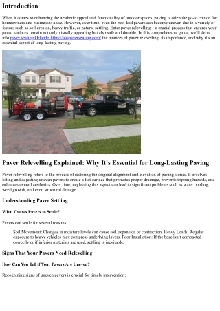 Paver Relevelling Explained: Why It's Essential for Long-Lasting Paving