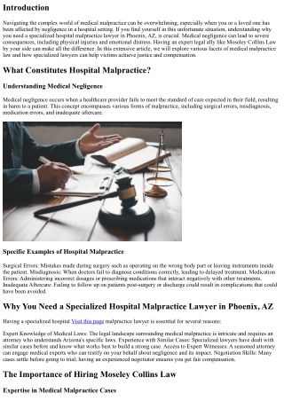 Why You Need a Specialized Hospital Malpractice Lawyer in Phoenix, AZ