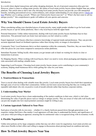 Why You Should Choose Local Estate Jewelry Buyers