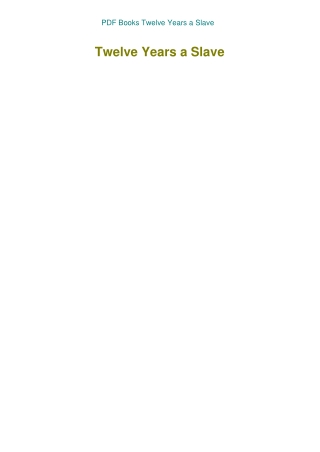 PDF Books Twelve Years a Slave