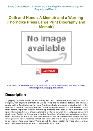 Books Oath and Honor A Memoir and a Warning (Thorndike Press Large Print Biography and Memoir)