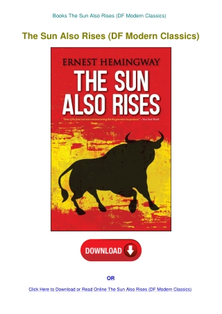 Books The Sun Also Rises (DF Modern Classics)