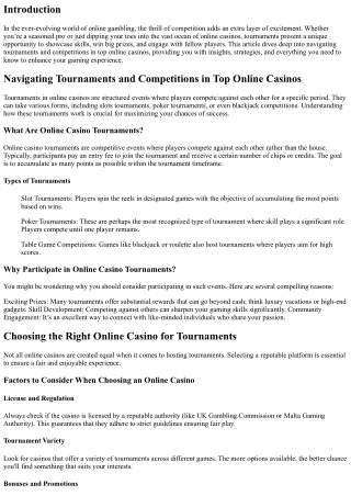 “Navigating Tournaments and Competitions in Top Online Casinos”
