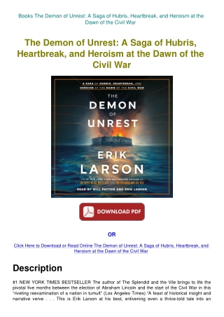 Books The Demon of Unrest A Saga of Hubris  Heartbreak  and Heroism at the Dawn of the Civil War