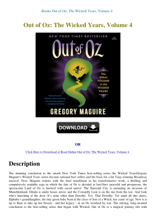 Books Out of Oz The Wicked Years  Volume 4