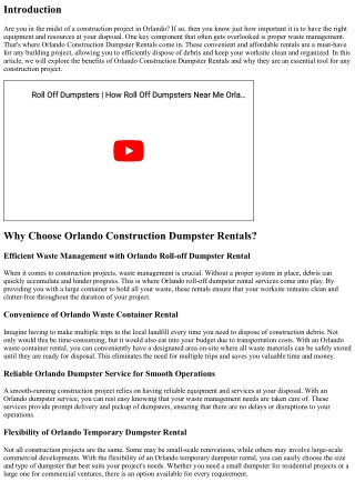 Orlando Construction Dumpster Rentals: A Must-have for Any Building Project