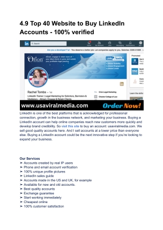 4.9 Top 40 Website to Buy LinkedIn Accounts - 100% verified