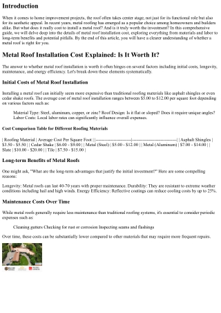 Metal Roof Installation Cost Explained: Is It Worth It?