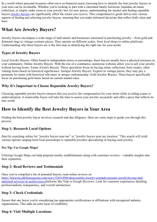 How to Identify the Best Jewelry Buyers in Your Area
