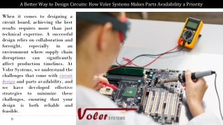 A Better Way to Design Circuits How Voler Systems Makes Parts Availability a Priority