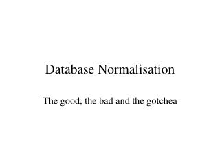 Database Normalisation
