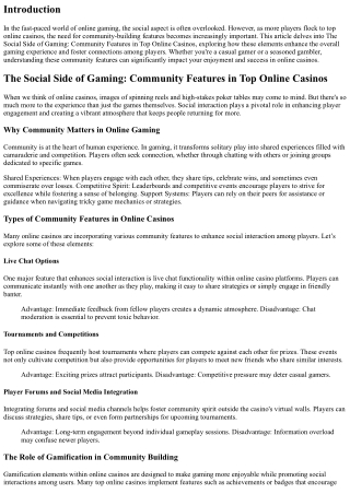 “The Social Side of Gaming: Community Features in Top Online Casinos”
