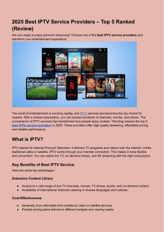 2025 Best IPTV Service Providers – Top 5 Ranked (Review)