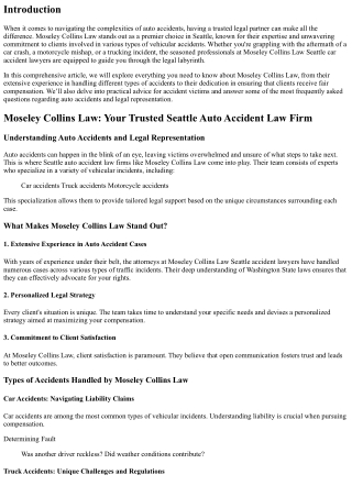 Moseley Collins Law: Your Trusted Seattle Auto Accident Law Firm