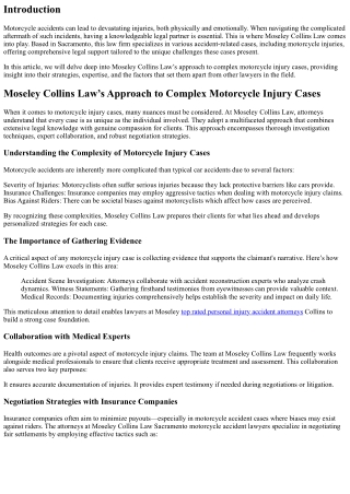 “Moseley Collins Law’s Approach to Complex Motorcycle Injury Cases”