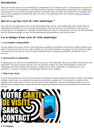 La carte de visite numérique : un atout pour se démarquer sur le marché du trava