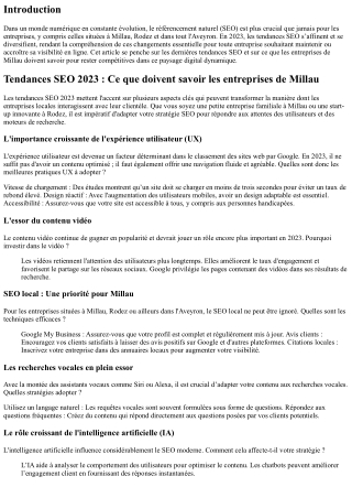 Tendances SEO 2023 : Ce que doivent savoir les entreprises de Millau