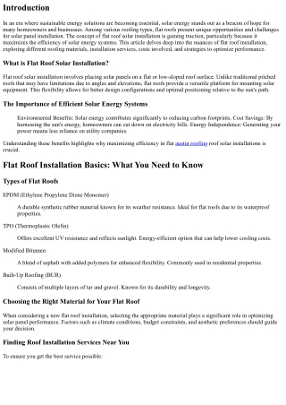 “Flat Roof Solar Installation: Maximizing Efficiency”