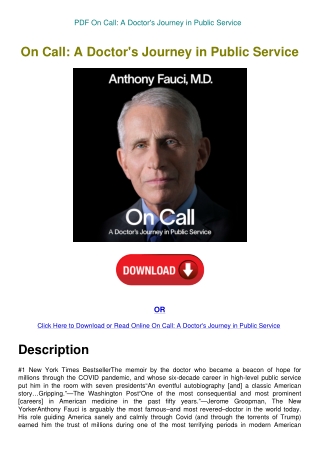 PDF On Call A Doctor's Journey in Public Service