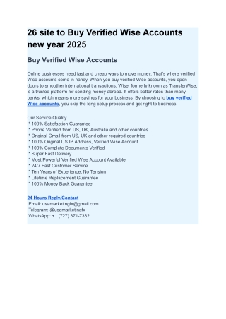 26 site to Buy Verified Wise Accounts new year 2025