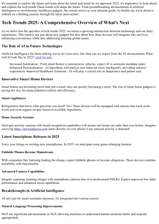 Tech Trends: 2025: An Overview of the Future