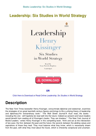 Books Leadership Six Studies in World Strategy