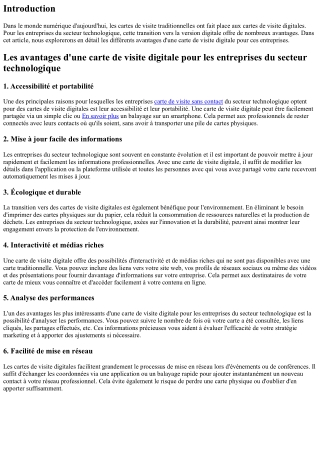 Les avantages d'une carte de visite digitale pour les entreprises du secteur tec