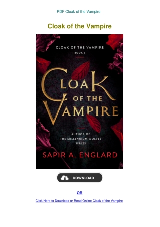 PDF Cloak of the Vampire