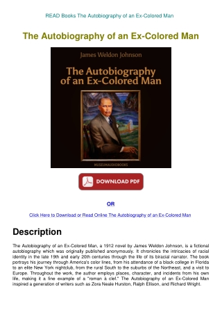 READ Books The Autobiography of an Ex-Colored Man