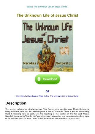 Books The Unknown Life of Jesus Christ