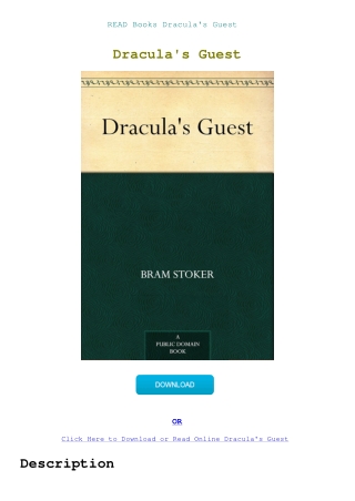 READ Books Dracula's Guest