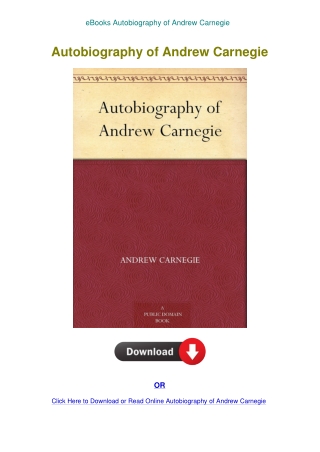 eBooks Autobiography of Andrew Carnegie