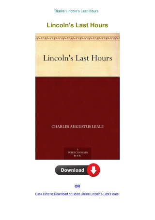 Books Lincoln's Last Hours