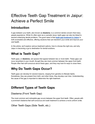 Effective Teeth Gap Treatment in Jaipur_ Achieve a Perfect Smile
