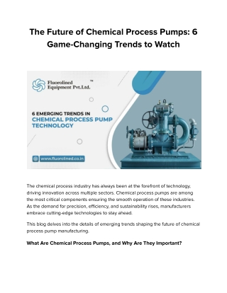 The Future of Chemical Process Pumps: 6 Game-Changing Trends to Watch