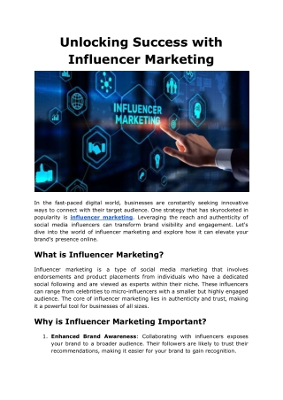 Unlocking Success with Influencer Marketing