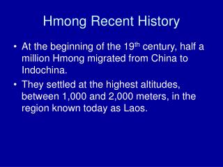 Hmong Recent History