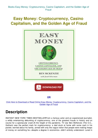 Books Easy Money Cryptocurrency  Casino Capitalism  and the Golden Age of Fraud